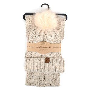 Women's 2pc Speckled Knit Hat & Infinity Scarf Set -By Nollia